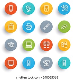 Electronics icons with color buttons.