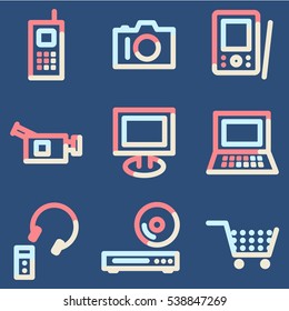 Electronics icons, color contour series