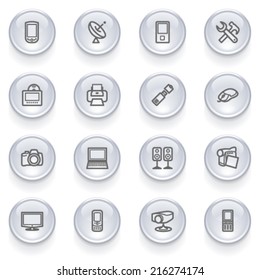 Electronics icons with glossy buttons.