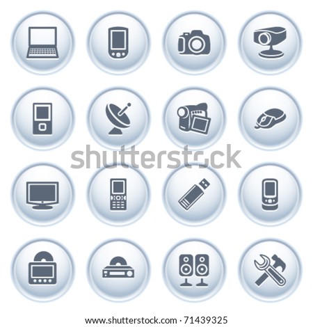 Electronics icons on buttons.