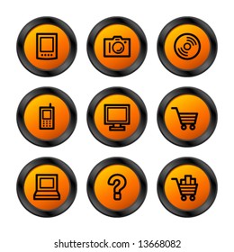 Electronics icons, orange circle series
