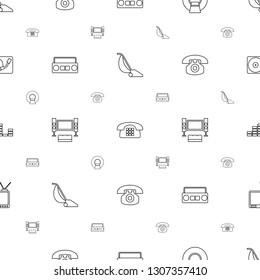 electronics icons pattern seamless white background. Included editable line vacuum cleaner, desk phone, MRI, record player, TV system icons. electronics icons for web and mobile.