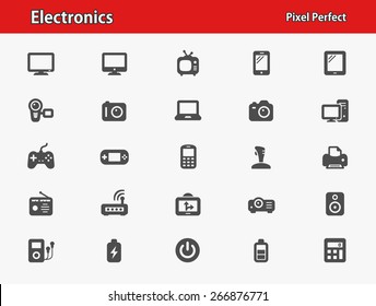 Electronics Icons. Professional, pixel perfect icons optimized for both large and small resolutions. EPS 8 format.