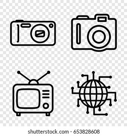 Electronics icons set. set of 4 electronics outline icons such as camera, tv