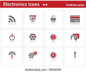 Electronics icons set - Firebrick Series Set 3
