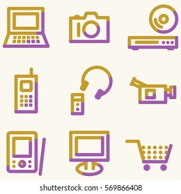 Elektronische Icons Set, Zeichen für Infografiken, Web, Präsentation
