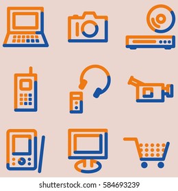 Electronics icons set, signs for infographics, web, presentation