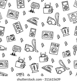 Electronics icons sketch vector seamless pattern. Electronics vector illustration background