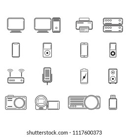 Iconos electrónicos para web y aplicaciones en estilo aislado para su diseño, logotipo, UI