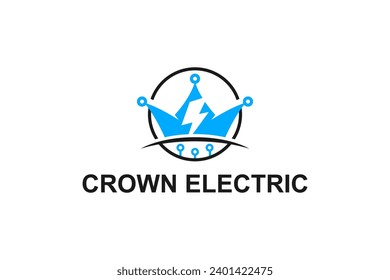 Electronics industry logo with lighting crown style. Electrical business icon symbol.