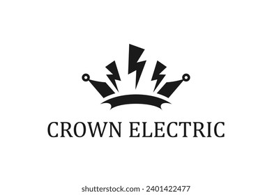 Electronics industry logo with lighting crown style. Electrical business icon symbol.