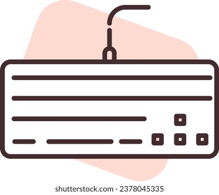 Electronics keyboard, illustration or icon, vector on white background.