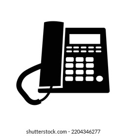 Electronics Land Line Telephone Icon | Black Vector Illustration |