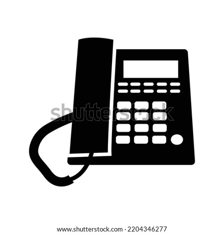 Electronics land line telephone icon | Black Vector illustration |
