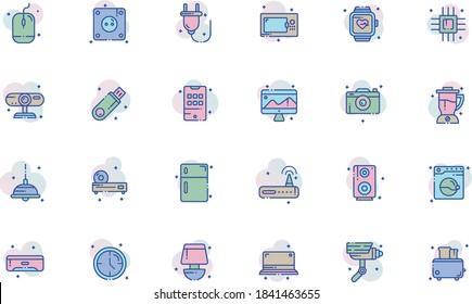 Electronics Line Color Icon Pack - All elements on this template are editable with vector software