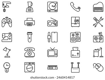 Electrónica Línea icono pictograma símbolo ilustración visual Set