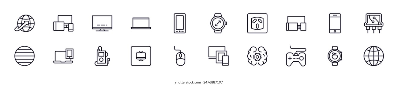 Electronics line vector pictograms pack. Editable stroke. Simple linear illustration that can be used as a design element for apps and websites 