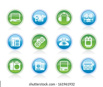 electronics, media and technical equipment icons - vector icon set