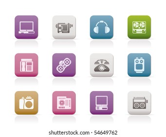 electronics, media and technical equipment icons - vector icon set