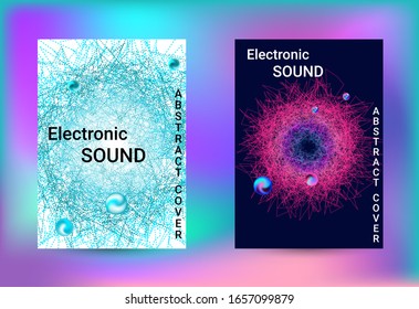 Cubiertas de juego de música electrónica. Banner de arte de línea. Fondo de la música vectorial de ilustración aislada. Plantilla de impresión vectorial. Impresión geométrica. Fondo del vector abstracto. 