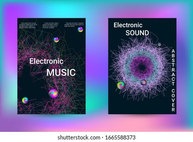 Cubiertas de juego de música electrónica. Banner de arte de línea. Fondo de la música vectorial de ilustración aislada. Plantilla de impresión vectorial. Impresión geométrica. Fondo del vector abstracto. 