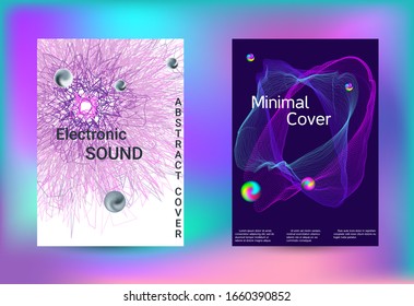 Cubiertas de juego de música electrónica. Mínimo arte creativo. Plantilla de folleto comercial. Impresión geométrica. Fondo del vector abstracto. 