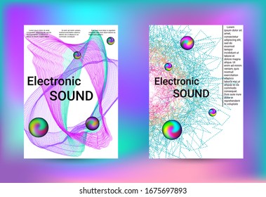 Cubiertas de juego de música electrónica. Cobertura vectorial mínima. Plantilla de folleto comercial. Impresión geométrica. Fondo del vector abstracto. 