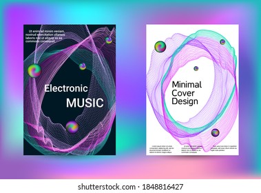 Fundas de juego de música electrónica. Cobertura vectorial mínima. Plantilla de folleto comercial. Impresión geométrica. Resumen del fondo vectorial. 