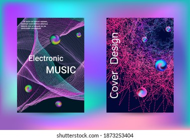 Fundas de juego de música electrónica. Cobertura vectorial mínima. Plantilla de folleto comercial. Impresión geométrica. Resumen del fondo vectorial. 