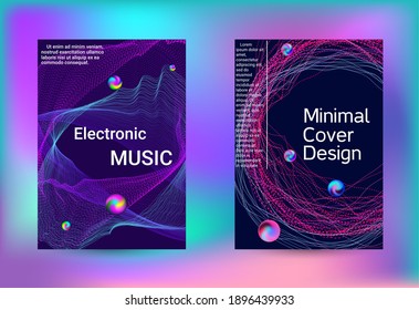 Fundas de juego de música electrónica. Cobertura vectorial mínima. Plantilla de folleto comercial. Impresión geométrica. Resumen del fondo vectorial. 