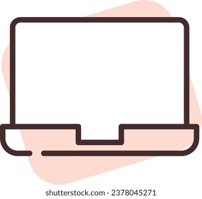 Electronics office laptop, illustration or icon, vector on white background.