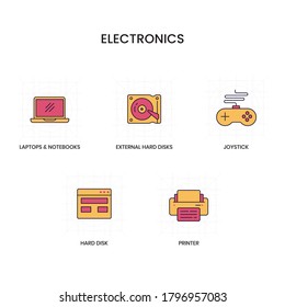 Electronics Outline icon set. Contains such Icons as Laptops, Hard Disks, Printers and more.