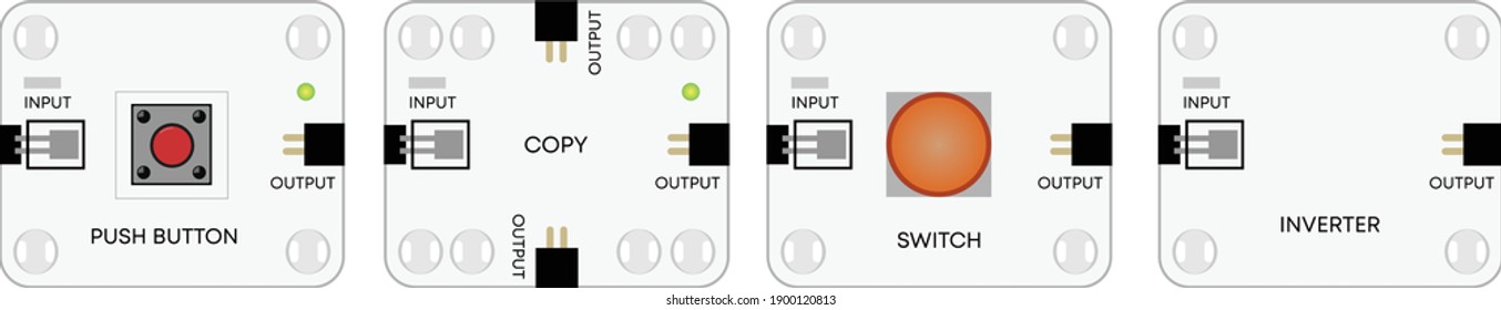 electronics plug and play tiles for minor diy activity, copy, switch, push button, inverter. cretile kit. 