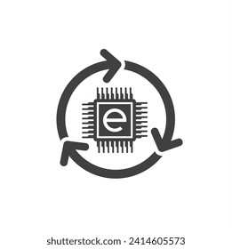 símbolo de reciclaje electrónico, arte vectorial.