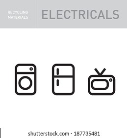 electronics recycling icons isolated on white background