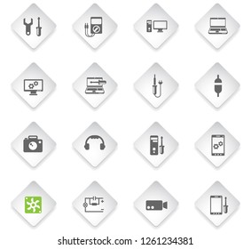 electronics repair flat rhombus web icons for user interface design