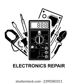 Electronics repair icon. Electronics repair service isolated on background vector illustration.