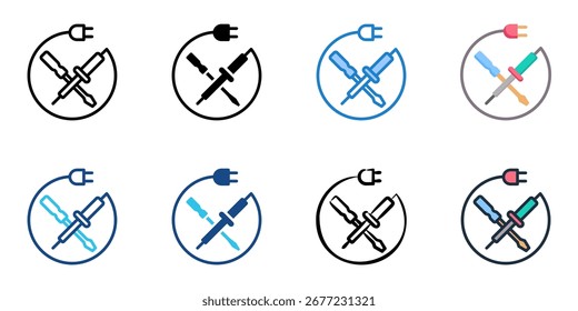 Conjunto de iconos de reparación de electrónica colección de estilo múltiple 
