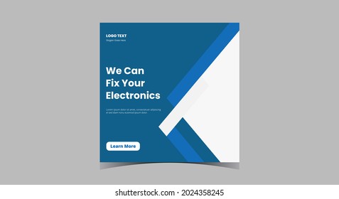 Electronics repair service social media post. Technology maintenance service social media post design.