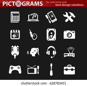 Electronics repair vector icons for user interface design