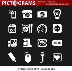 Electronics repair vector icons for user interface design
