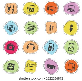 electronics repair vector icons for web and user interface design