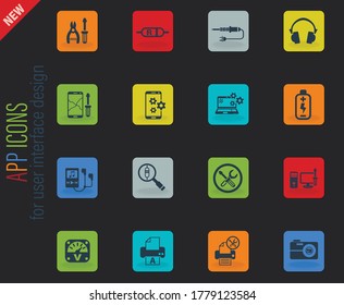 electronics repair web icons for user interface design