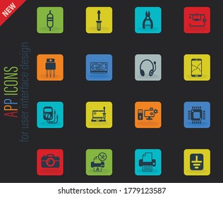 electronics repair web icons for user interface design