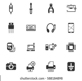 electronics repair web icons for user interface design