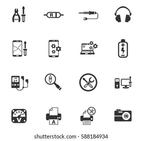 electronics repair web icons for user interface design