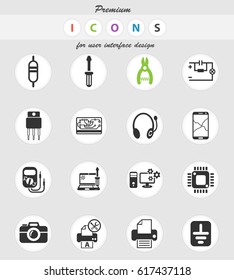 electronics repair web icons for user interface design