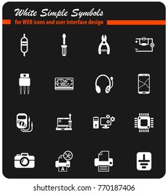 electronics repair web icons for user interface design