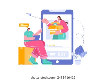 Electronics Review Vector Illustration with Customer Ratings on Quality of Service or Application and Providing Feedback in a Flat Cartoon Background