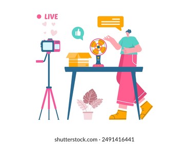 Electronics Review Vector Illustration with Customer Ratings on Quality of Service or Application and Providing Feedback in a Flat Cartoon Background